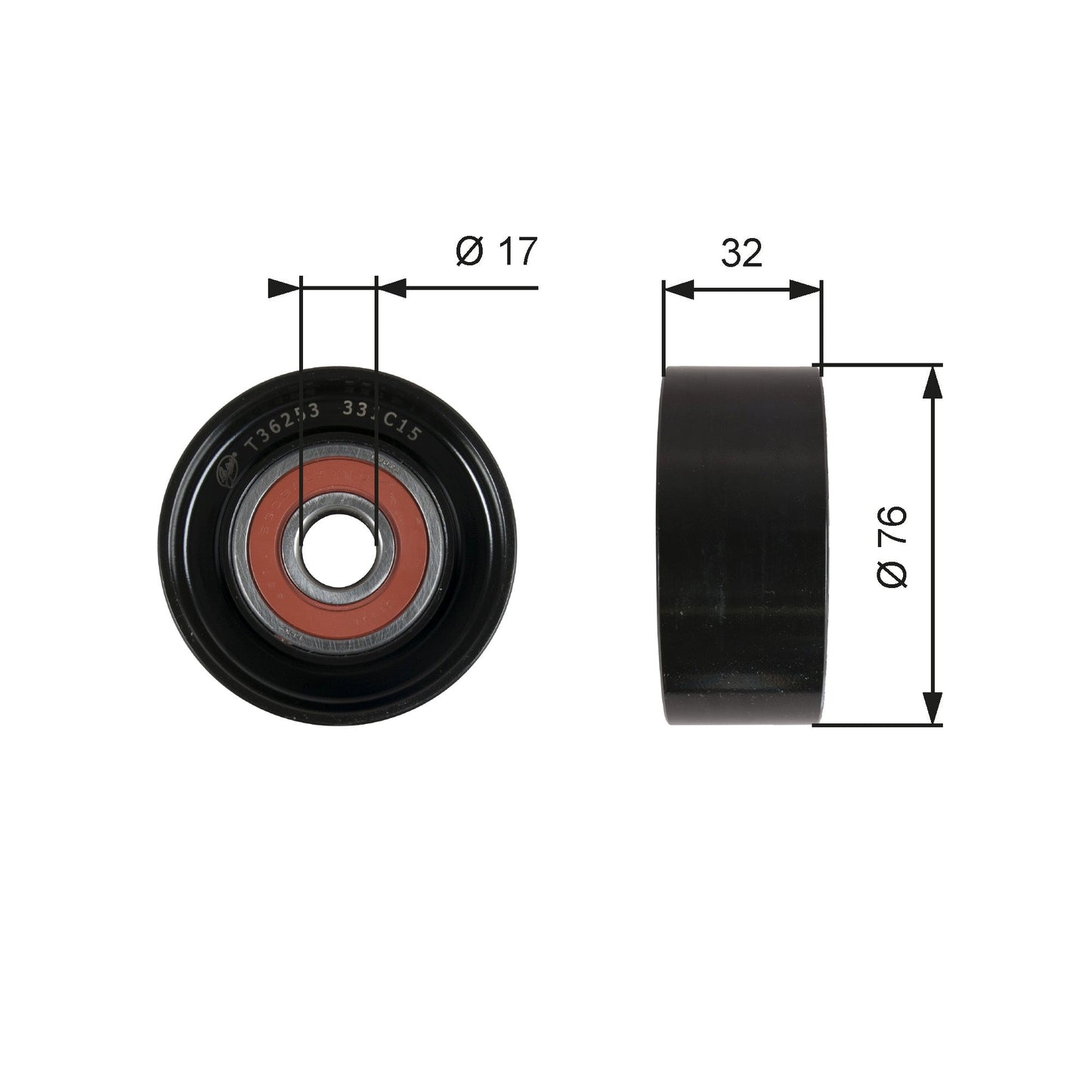 GATES GATT36253 V-Ribbed Belt Deflection/Guide Pulley