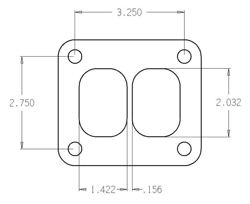 COMETIC C4513 GARRETT T4 DIVIDED .010" RUBBER COATED STAINLESS TURBO INLET FLANGE GASKET