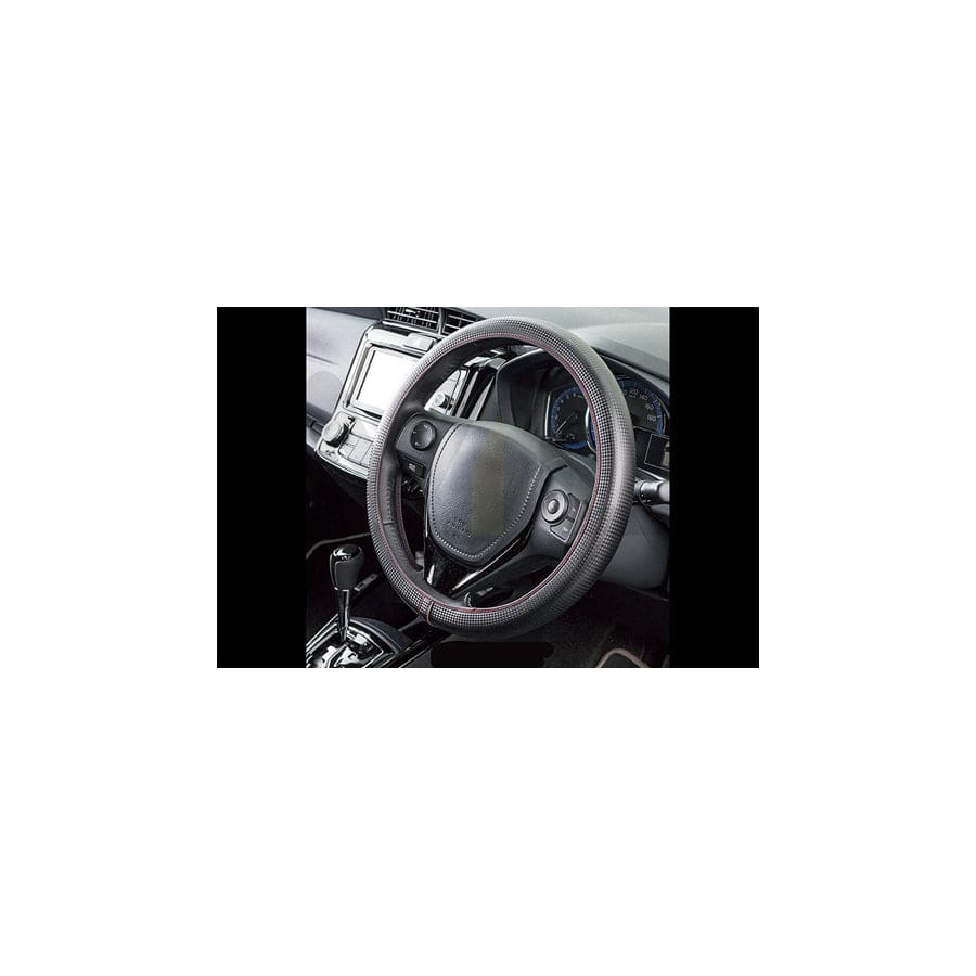 CORONA Neofit, Карбон FVO10159 Steering wheel cover Black/Red, Ø: 36-38cm, Elastomer, PU (Polyurethane)