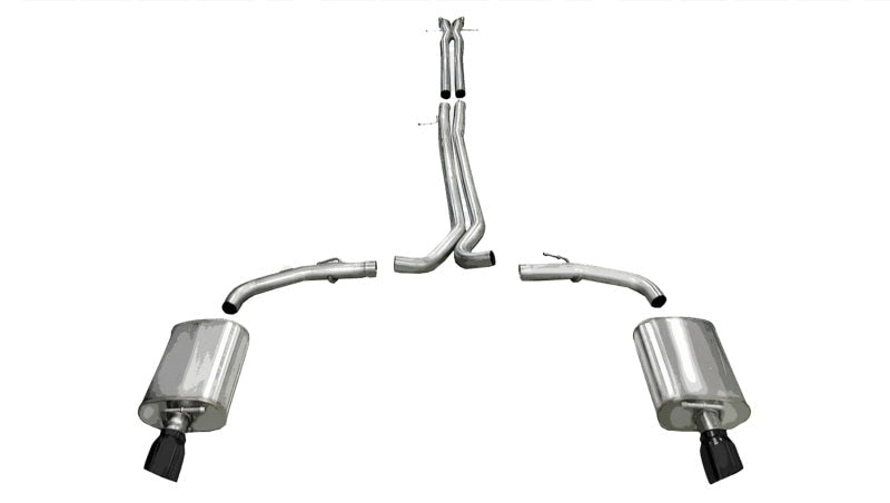 Corsa 14315BLK Cat-Back 2.5" Dual Rear Single 4.0" Taurus SHO 10-19