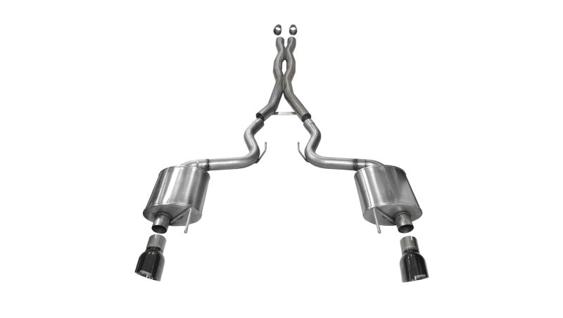 Corsa 14332BLK Cat-Back 3.0" Dual Rear Single 4.5" Mustang 5.0 15-17