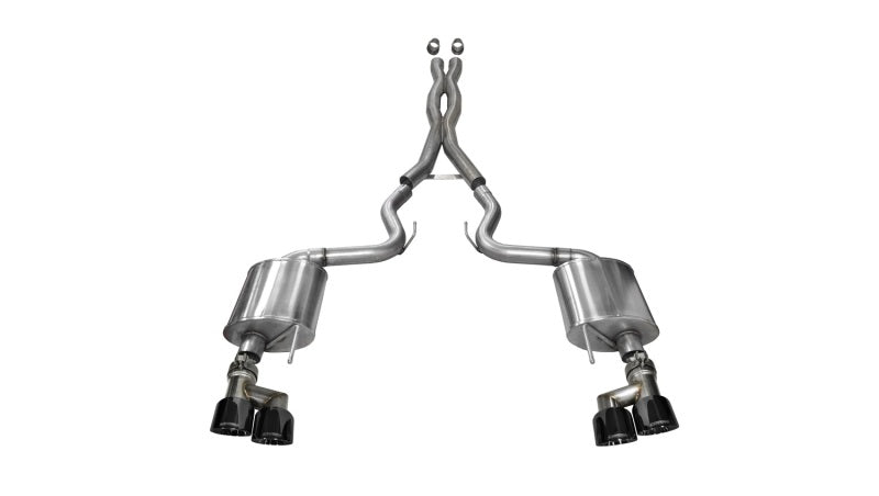 Corsa 14337BLK Cat-Back 3.0" Dual Rear Twin 4.0" Mustang 5.0 15-17