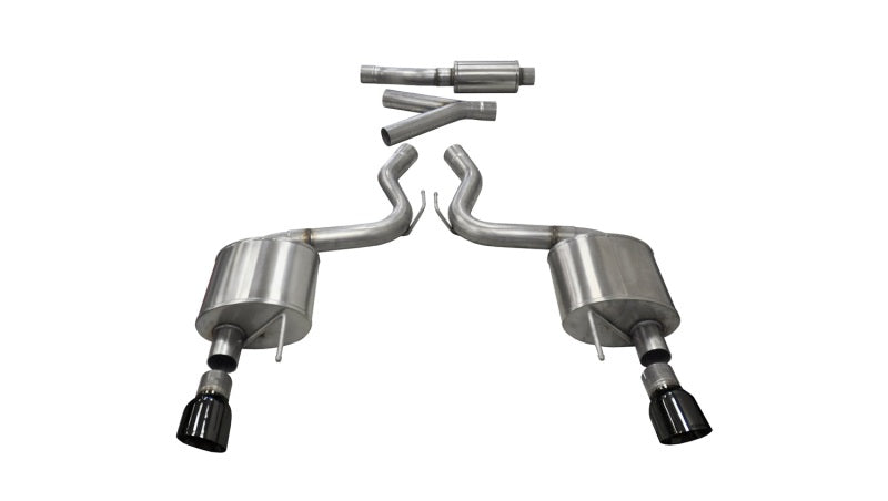Corsa 14343BLK Cat-Back 3.0" Dual Rear Single 4.5" Mustang 2.3 15-22