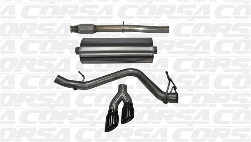 Corsa 14874BLK Cat-Back 3.0" Single Side Twin 4" Silverado 5.3 14-19