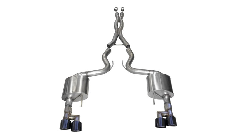 Corsa 21042BLK Cat-Back 3.0" Dual Rear Twin 4.0" Mustang 5.0 18-22