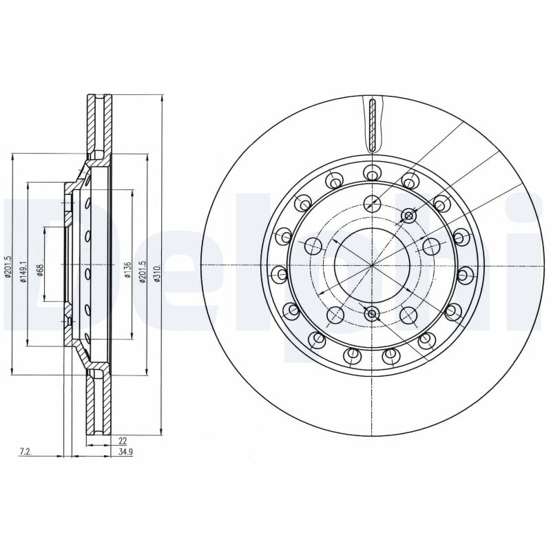 DELPHI BG3958 Brake Disc .