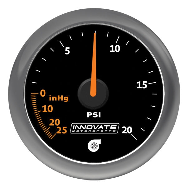 INNOVATE 38570 MTX ANALOG; 20 PSI VACUUM/BOOST GAUGE KIT; BLACK DIAL
