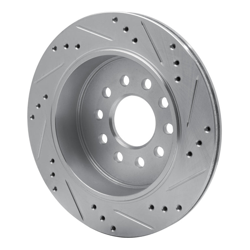 R1 Concepts R1 03-11 Lincoln Town Car Rear Left Drilled & Slotted Silver Brake Rotor