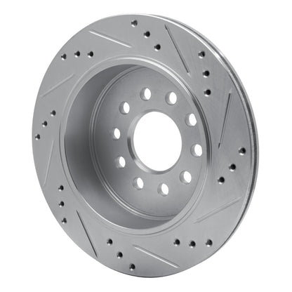 R1 Concepts R1 03-11 Lincoln Town Car Rear Left Drilled & Slotted Silver Brake Rotor