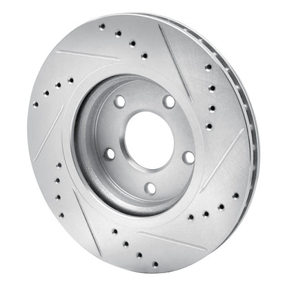 R1 Concepts R1 14-23 Nissan Leaf Front Left Drilled & Slotted Silver Brake Rotor