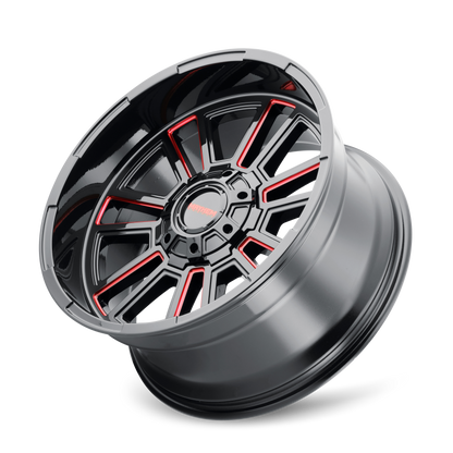 Mayhem 8115 Apollo 20x10 / 8x165.1 BP / -19mm Offset / 125.2mm Hub Black w/ Prism Red Wheel