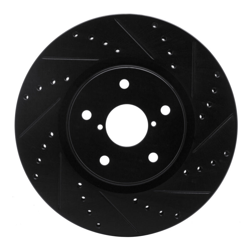 R1 Concepts R1 06-21 Subaru Legacy Front Right Drilled & Slotted Black Brake Rotor