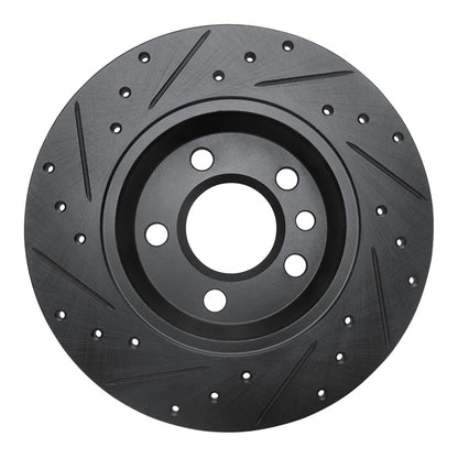 R1 Concepts R1 2001-2003 Volkswagen EuroVan Rear Right Drilled & Slotted Black Brake Rotor
