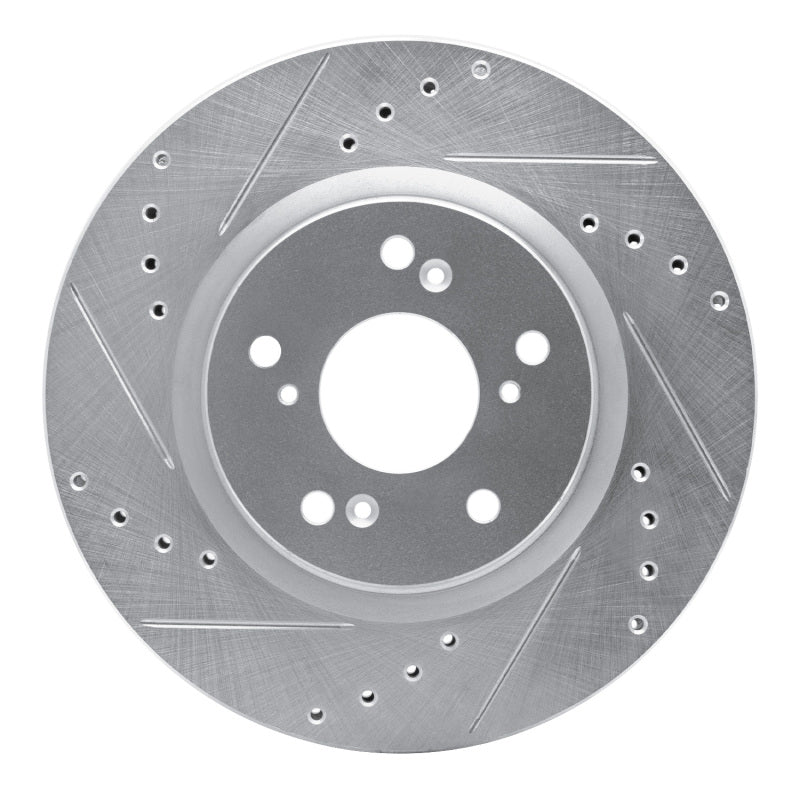 R1 Concepts R1 12-16 Honda CR-V Front Left Drilled & Slotted Silver Brake Rotor