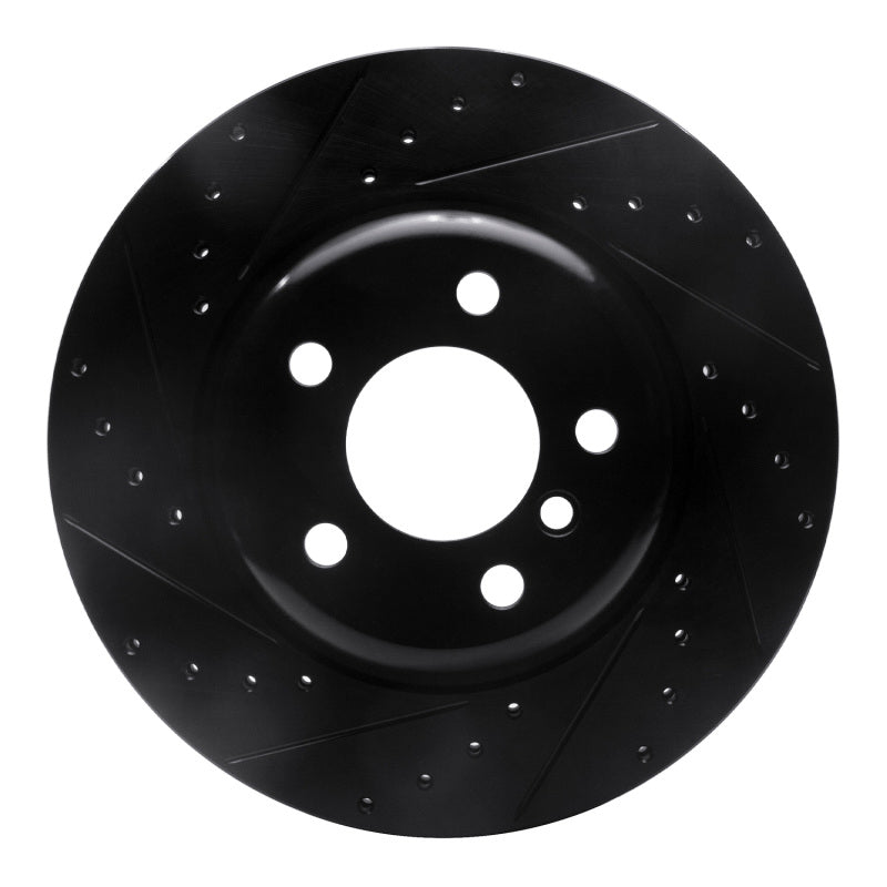 R1 Concepts R1 11-16 BMW 528I xDrive Front Left Drilled & Slotted Black Brake Rotor
