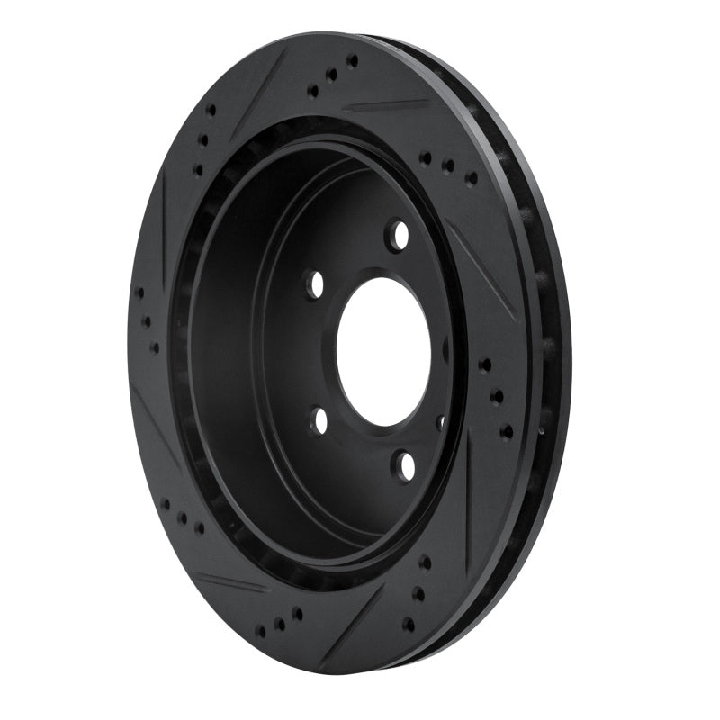 R1 Concepts R1 03-11 Cadillac STS Rear Right Drilled & Slotted Black Brake Rotor
