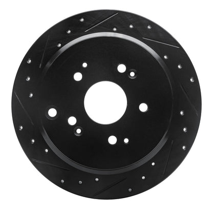 R1 Concepts R1 02-04 Honda Odyssey Rear Left Drilled & Slotted Black Brake Rotor