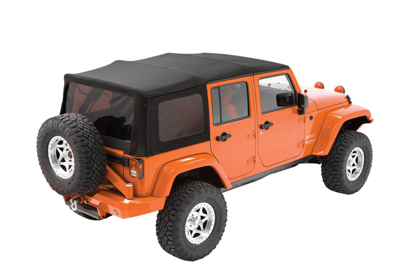 Bestop 07-09 Jeep Wrangler JK 4-Door A-Top (Blk Diamond Sailcloth Tinted Windows No Door Skins )