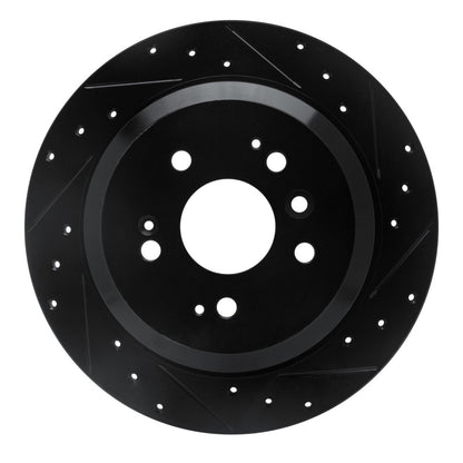 R1 Concepts R1 16-25 Honda Ridgeline Rear Right Drilled & Slotted Black Brake Rotor