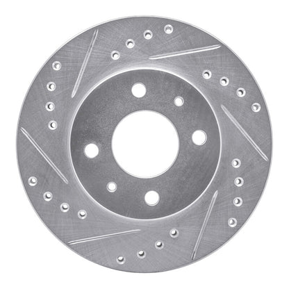 R1 Concepts R1 95-00 Nissan Lucino (Mexico) Front Left Drilled & Slotted Silver Brake Rotor
