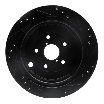 R1 Concepts R1 06-14 Subaru Tribeca Rear Left Drilled & Slotted Black Brake Rotor
