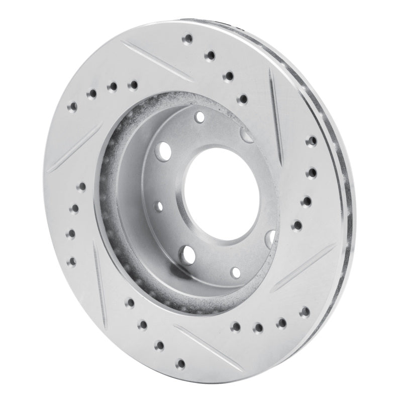 R1 Concepts R1 84-06 Honda CRX Front Left Drilled & Slotted Silver Brake Rotor
