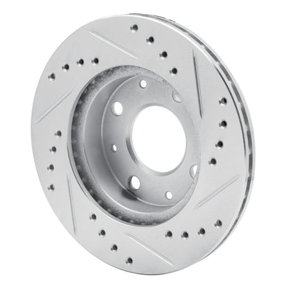 R1 Concepts R1 84-06 Honda CRX Front Left Drilled & Slotted Silver Brake Rotor