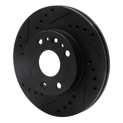 R1 Concepts R1 94-02 Ford ASPIRE Front Left Drilled & Slotted Black Brake Rotor