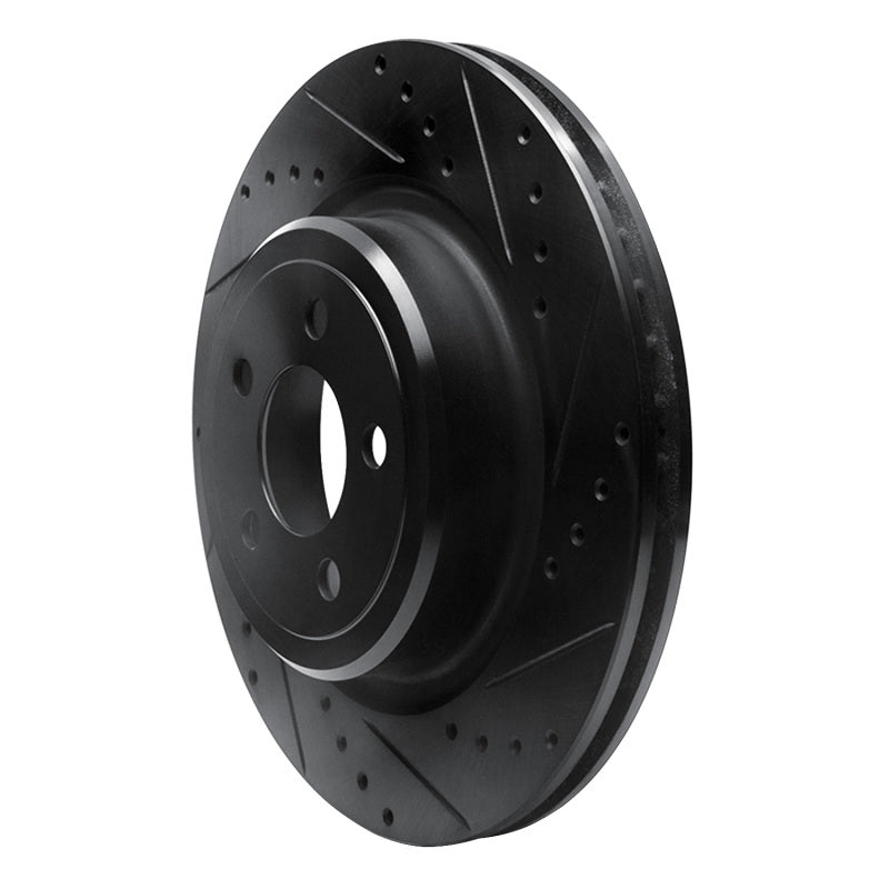 R1 Concepts R1 06-23 Dodge Charger Rear Right Drilled & Slotted Black Brake Rotor
