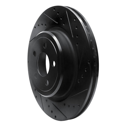 R1 Concepts R1 06-23 Dodge Charger Rear Right Drilled & Slotted Black Brake Rotor