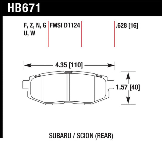 Hawk Performance Hawk 13 Scion FR-S / 13 Subaru BRZ/10-12 Legacy 2.5 GT/3.6R DTC-30 Race Rear Brake Pads