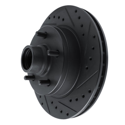 R1 Concepts R1 90-90 Cadillac BROUGHAM Front Right Drilled & Slotted Black Brake Rotor
