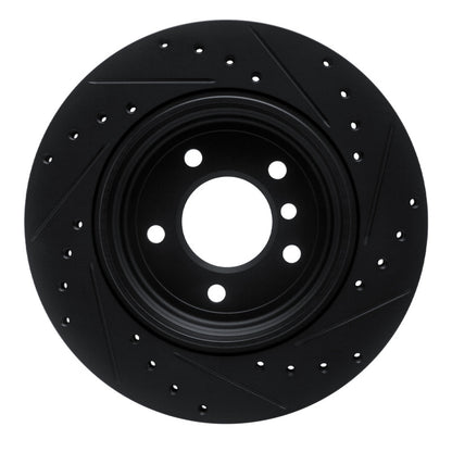 R1 Concepts R1 01-06 BMW 330CI Rear Left Drilled & Slotted Black Brake Rotor