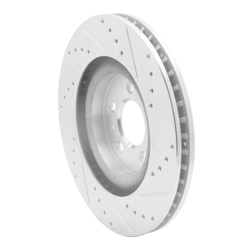 R1 Concepts R1 11-14 Ford Mustang Front Left Drilled & Slotted Silver Brake Rotor