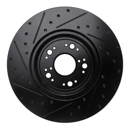 R1 Concepts R1 95-00 Lexus LS400 Front Right Drilled & Slotted Black Brake Rotor