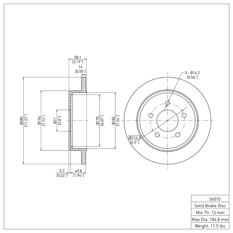 DFC 96-02 Ford Crown Victoria Rear GeoSPEC Coated Rotor