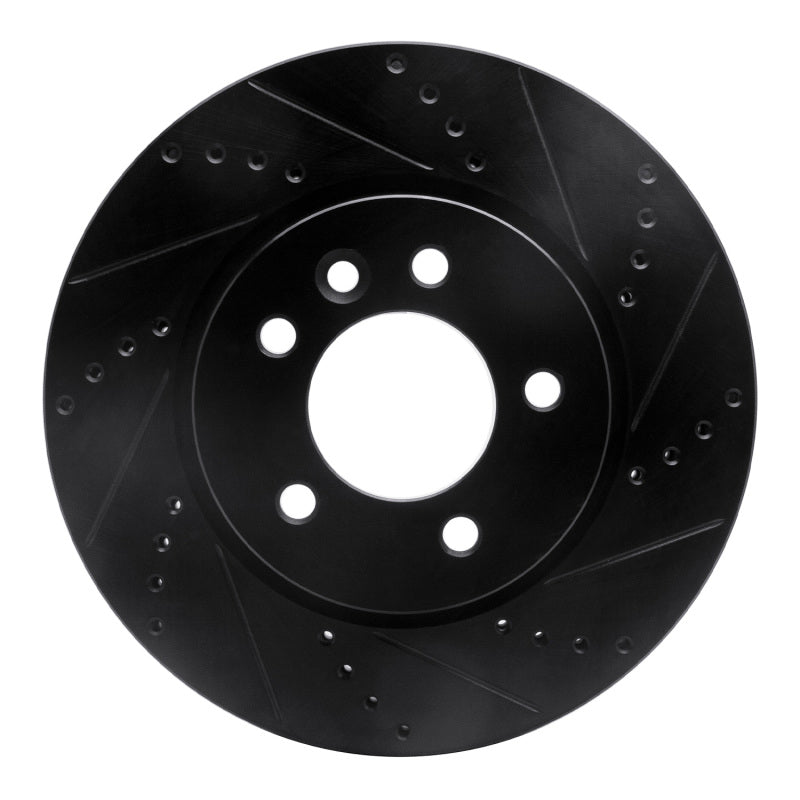 R1 Concepts R1 05-07 Land Rover LR3 Front Right Drilled & Slotted Black Brake Rotor