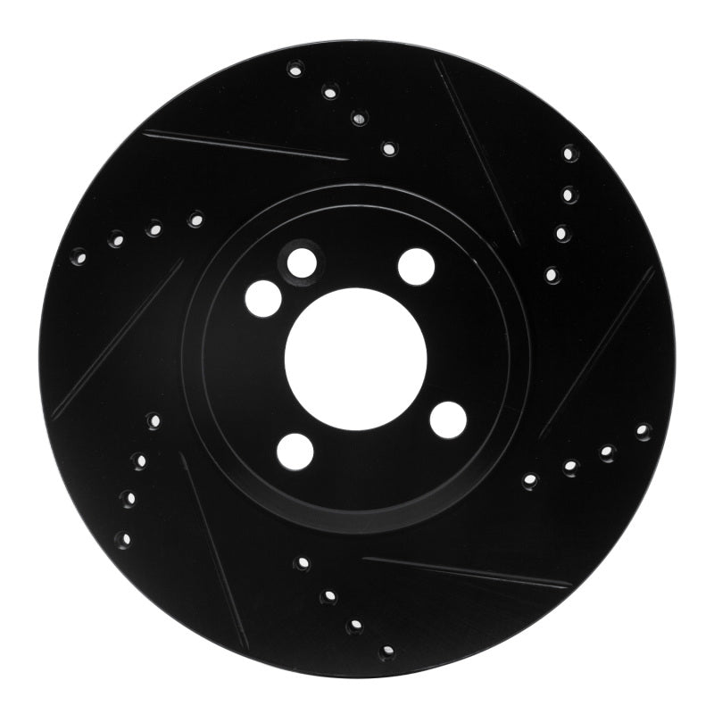 R1 Concepts R1 07-15 Mini Cooper (Excl Clubman) Front Right Drilled & Slotted Black Brake Rotor