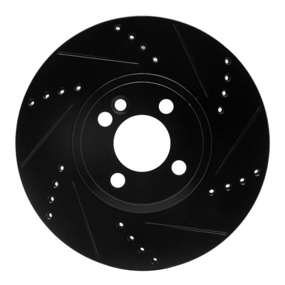R1 Concepts R1 07-15 Mini Cooper (Excl Clubman) Front Right Drilled & Slotted Black Brake Rotor