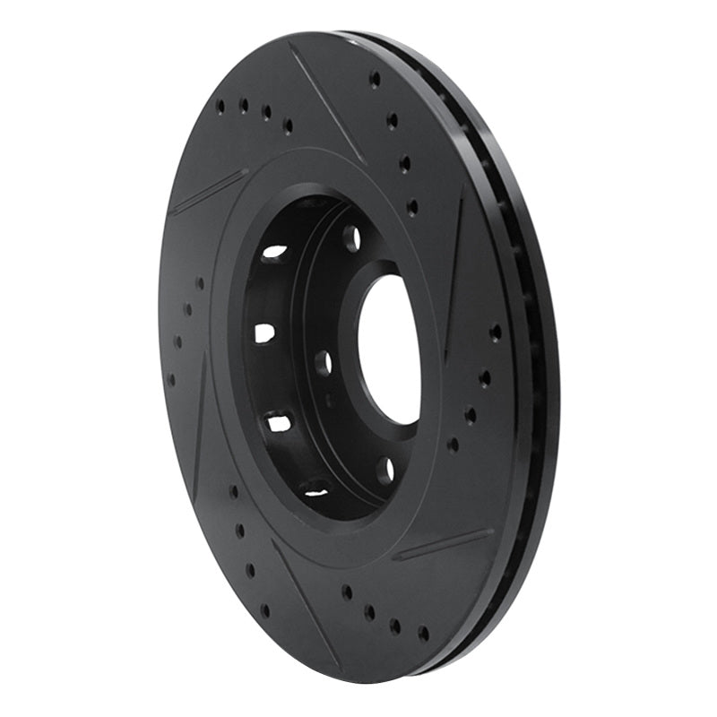 R1 Concepts R1 09-15 Mitsubishi Lancer Front Left Drilled & Slotted Black Brake Rotor