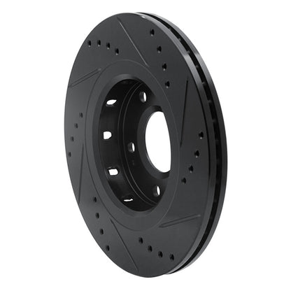 R1 Concepts R1 09-15 Mitsubishi Lancer Front Left Drilled & Slotted Black Brake Rotor