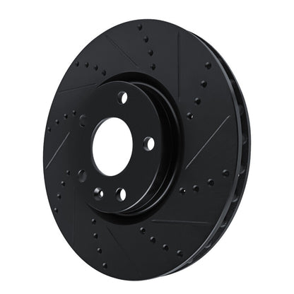 R1 Concepts R1 14-19 Chevrolet Corvette Front Right Drilled & Slotted Black Brake Rotor