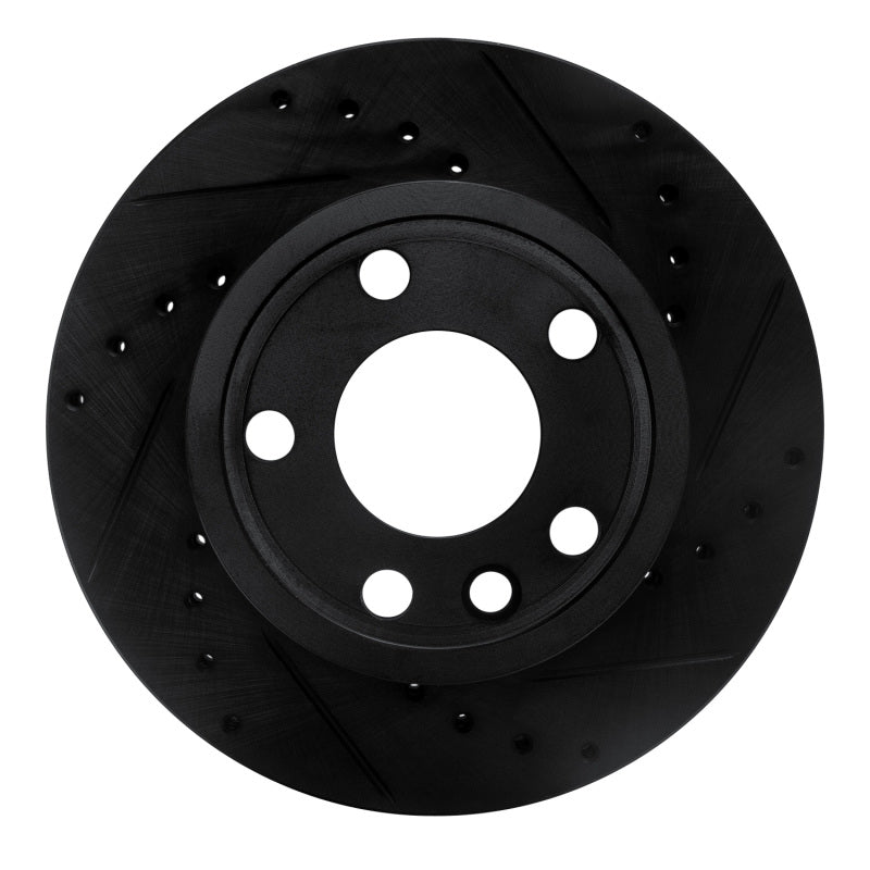 R1 Concepts R1 92-95 Volkswagen EuroVan Front Right Drilled & Slotted Black Brake Rotor