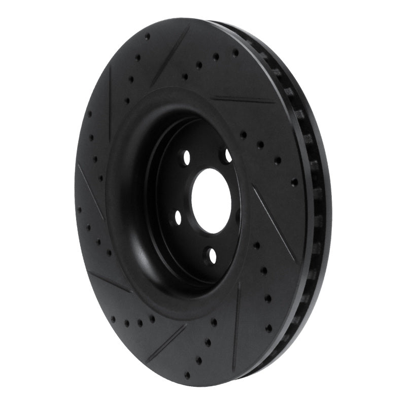 R1 Concepts R1 15-21 Ford Edge Front Right Drilled & Slotted Black Brake Rotor