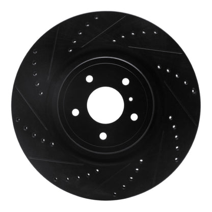 R1 Concepts R1 08-25 Infiniti QX70 Front Left Drilled & Slotted Black Brake Rotor