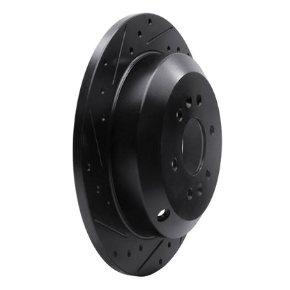 R1 Concepts R1 09-10 Kia BORREGO Rear Left Drilled & Slotted Black Brake Rotor