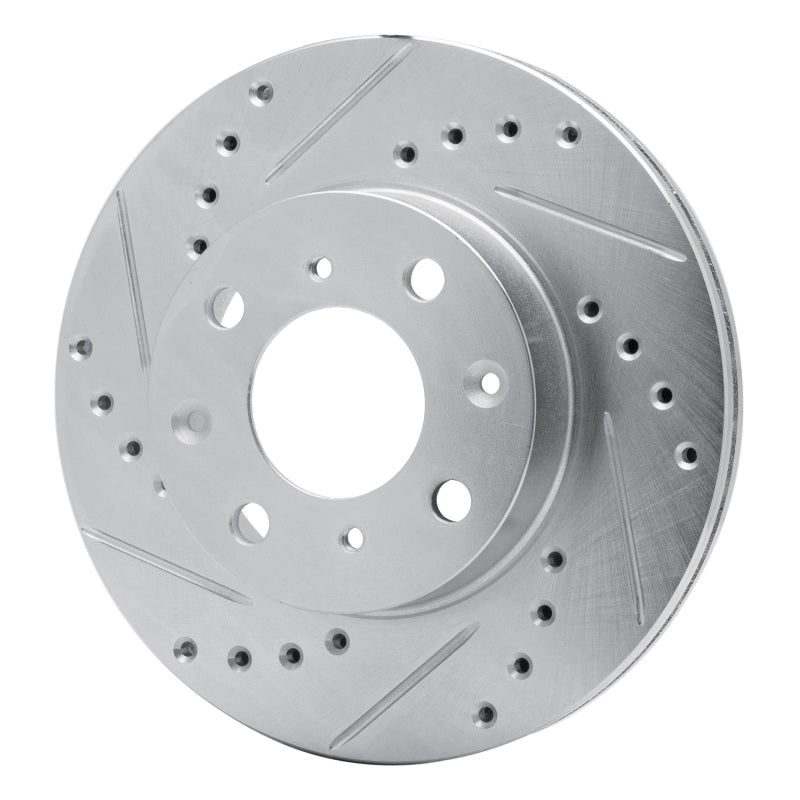R1 Concepts R1 84-90 Honda Accord Sedan Front Left Drilled & Slotted Silver Brake Rotor