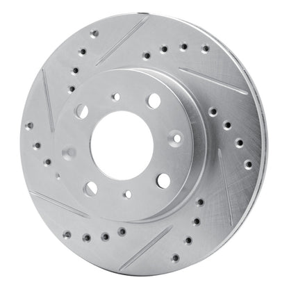 R1 Concepts R1 84-90 Honda Accord Sedan Front Left Drilled & Slotted Silver Brake Rotor