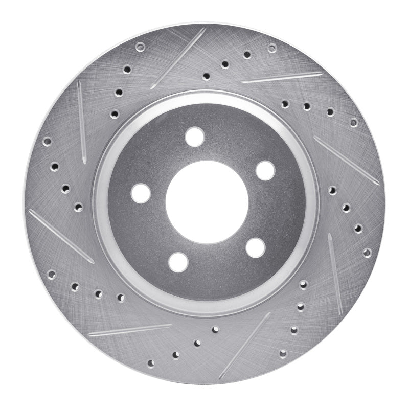 R1 Concepts R1 05-14 Ford Mustang Front Left Drilled & Slotted Silver Brake Rotor