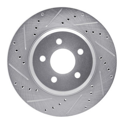 R1 Concepts R1 05-14 Ford Mustang Front Left Drilled & Slotted Silver Brake Rotor